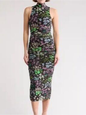 AFRM Black Floral Maxi Dress with Multicolor Blooms